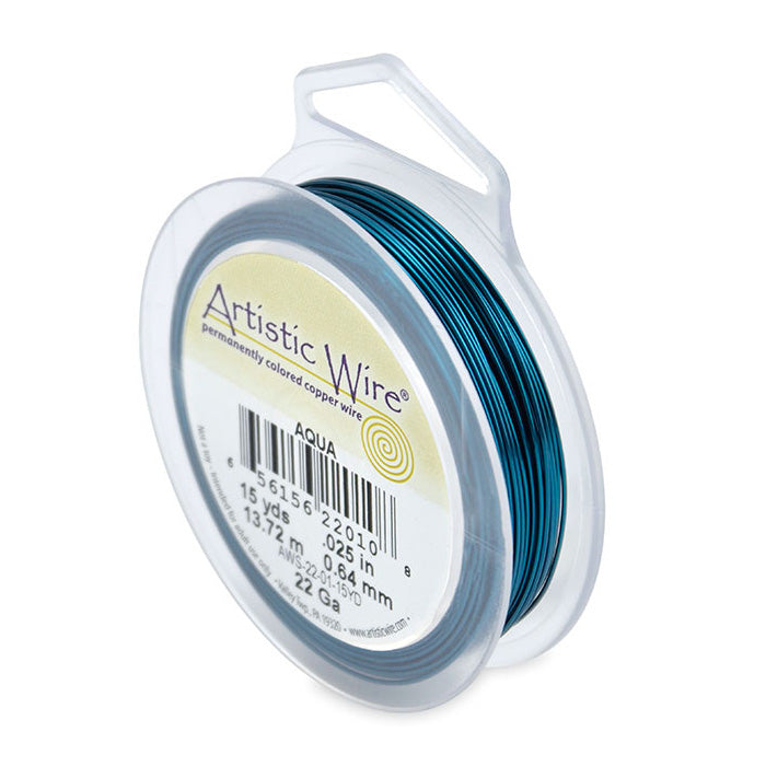 Tarnish Resistant Aqua Blue Green Colored Copper Craft Wire for DIY Jewelry Making and Wire Wrapping Projects. Size: 22 Gauge (0.64mm) (.025 inch) Copper Craft Wire, 15 yd/13.7m Length. Color: Aqua Material: Copper Wire, Colored Aqua Blue Green Color. Tarnish Free. Brand: Artistic Wire