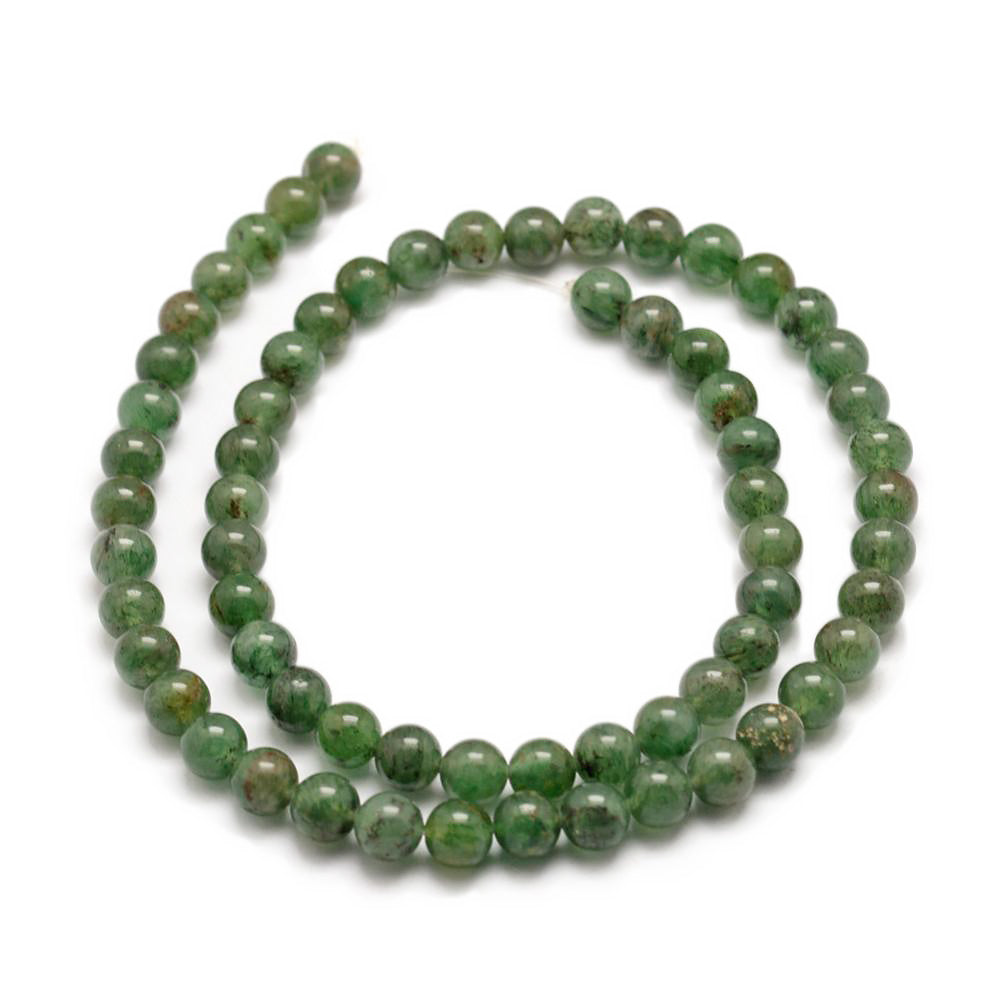 Natural Green Aventurine Beads, Green Color. Semi-precious Gemstone Beads for DIY Jewelry Making. Great for Stretch Bracelets. Size: 4mm Diameter, Hole: 0.8mm, approx. 88 pcs/strand 15" Inches Long. Material: Genuine Natural Green Aventurine Stone Loose Beads, Green Color. Shinny, Polished Finish.