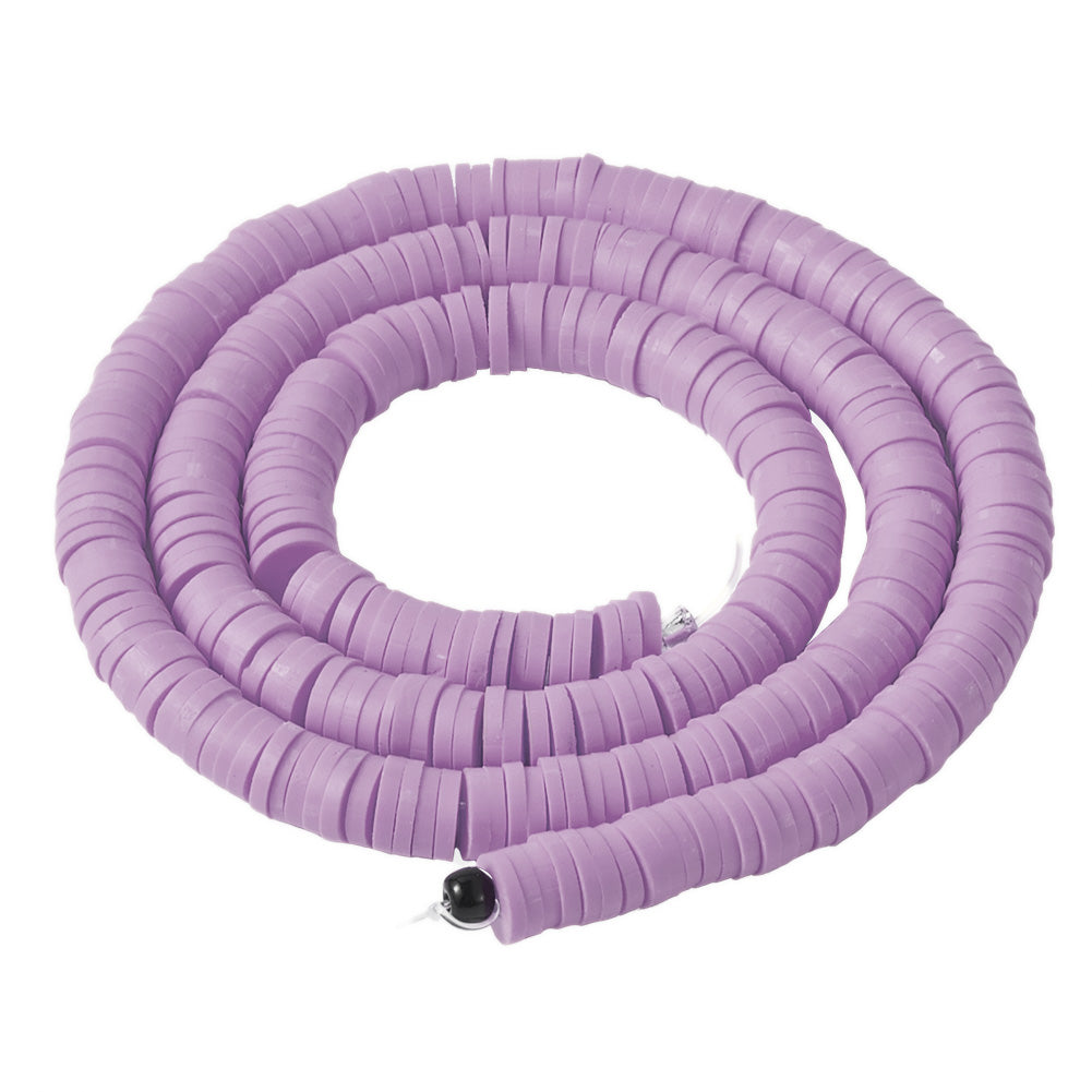 Polymer Clay Beads, Flat Disc Shape, Medium Purple Color. Polymer Clay Heishi Spacer Beads for DIY Jewelry Making Craft Supplies. Great for Friendship Bracelets. Size: 8mm Diameter, 0.5-1mm Thick, Hole: 2mm, approx. 380pcs/strand, 17 Inches Long. Material: Handmade, High Quality Polymer Clay, Heishi Loose Beads. Medium Purple Color, Disc Shaped, Lightweight Beads. Smooth Finish.
