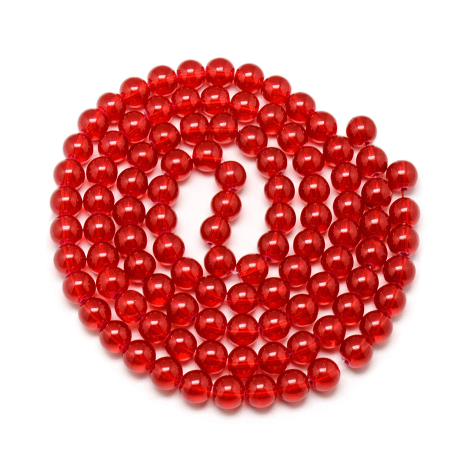 Glass Beads, Baked Painted Glass, Round, Red Color. Glass Beads for DIY Jewelry Making.   Size: 8mm Diameter Hole: 1.3-1.6mm; approx. 100pcs/strand, 31" Inches Long  Material: The Beads are Made from Glass. Opalite Imitation Beads, Red Color. Polished, Shinny Finish.