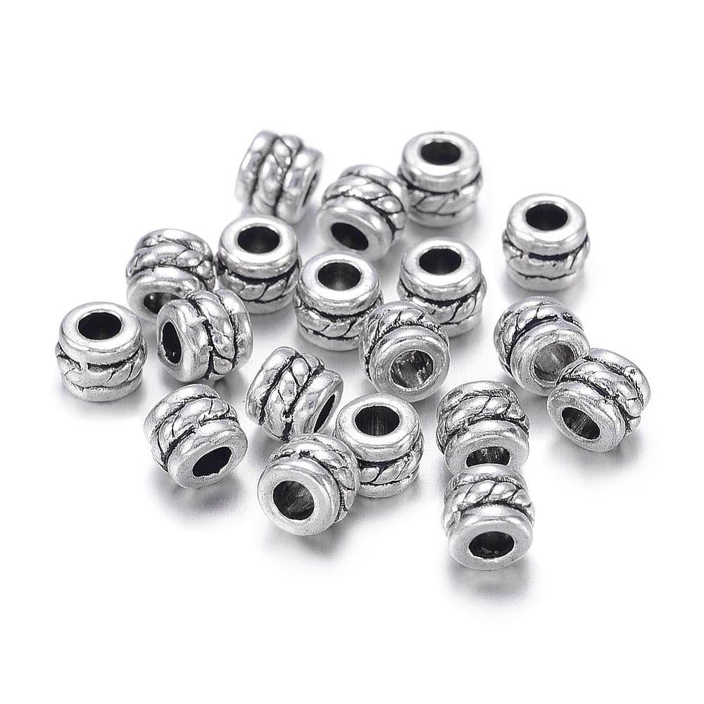 Column Spacer Beads, Antique Silver, 5x4mm, 25pcs/bag