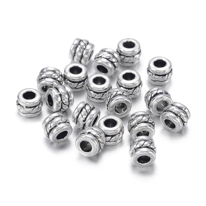 Column Spacer Beads, Antique Silver, 5x4mm, 25pcs/bag