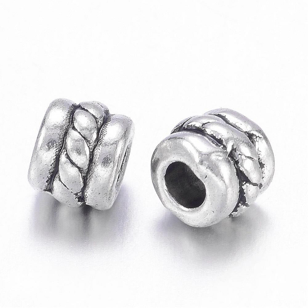 Column Spacer Beads, Antique Silver, 5x4mm, 25pcs/bag