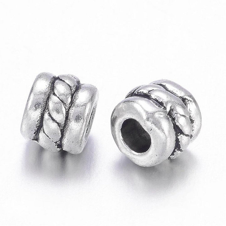 Column Spacer Beads, Antique Silver, 5x4mm, 25pcs/bag