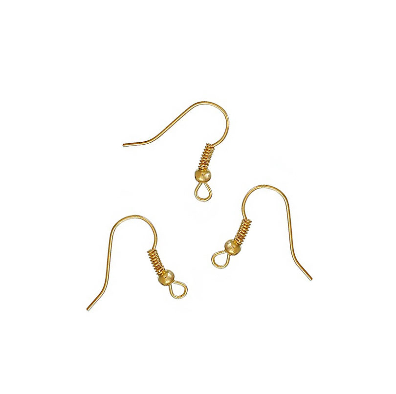 Earring Hooks with Bead and Coil, Antique Gold Color. Size: 18mm Width, 20mm Length, 10 pcs/package. Material: Alloy Metal Earring Hooks. Antique Gold Color, Shinny Finish. Wide Application: The Hooks are Suitable for making Your Own Earrings. Great Addition to Your Jewelry Making Collection.