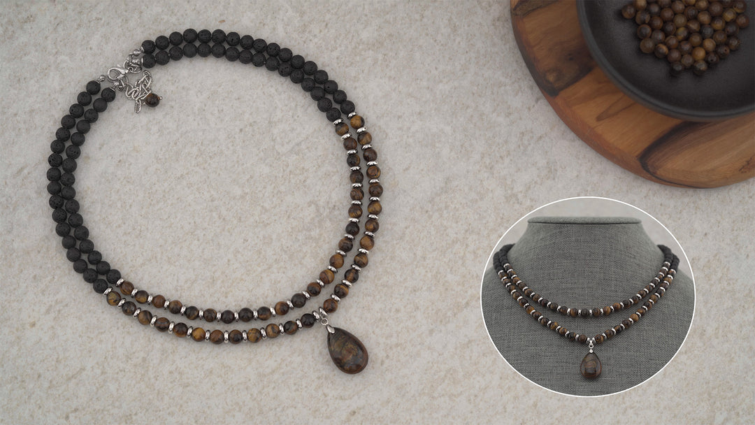 Double Strand Gemstone Necklace with Teardrop Pendant Tutorial
