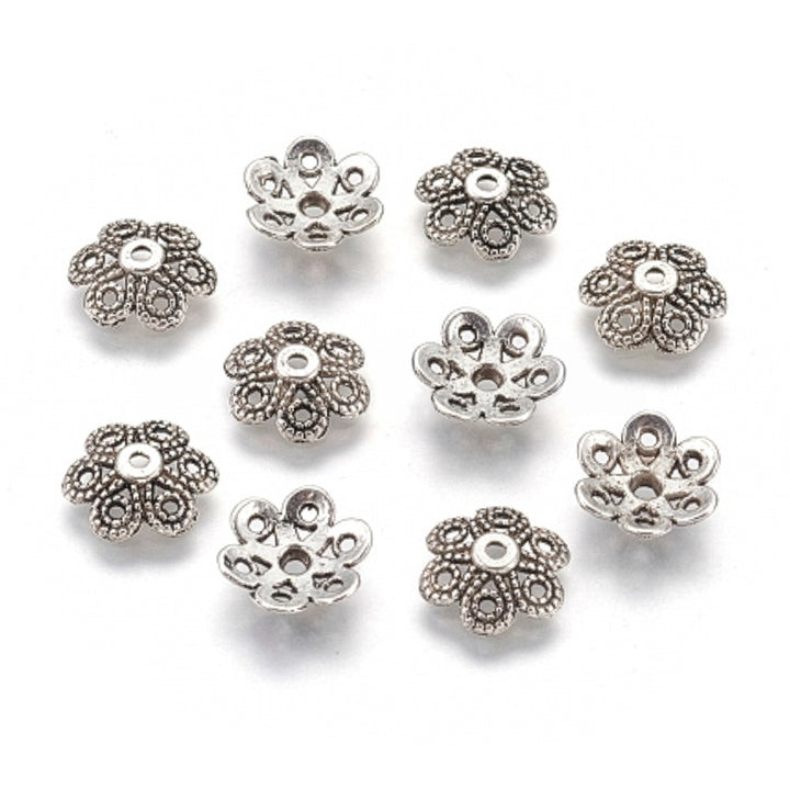 Bead Caps, Antique Silver, Flower, 12mm, 25pcs/bag