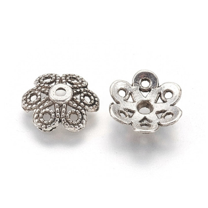 Bead Caps, Antique Silver, Flower, 12mm, 25pcs/bag