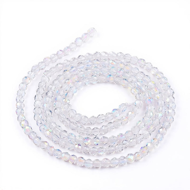 Glass Crystal Beads, AB Color Plated, Faceted, Round, Clear, 2mm