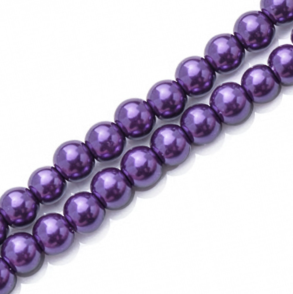 Glass Pearl Beads, Round, Pearls. Metallic Purple Beads for Beaded Jewelry Making

Size: 6mm in diameter dark purple pearl beads