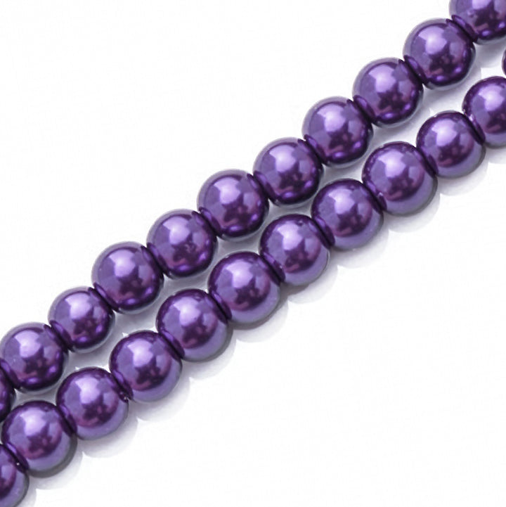 Glass Pearl Beads, Round, Pearls. Metallic Purple Beads for Beaded Jewelry Making

Size: 6mm in diameter dark purple pearl beads