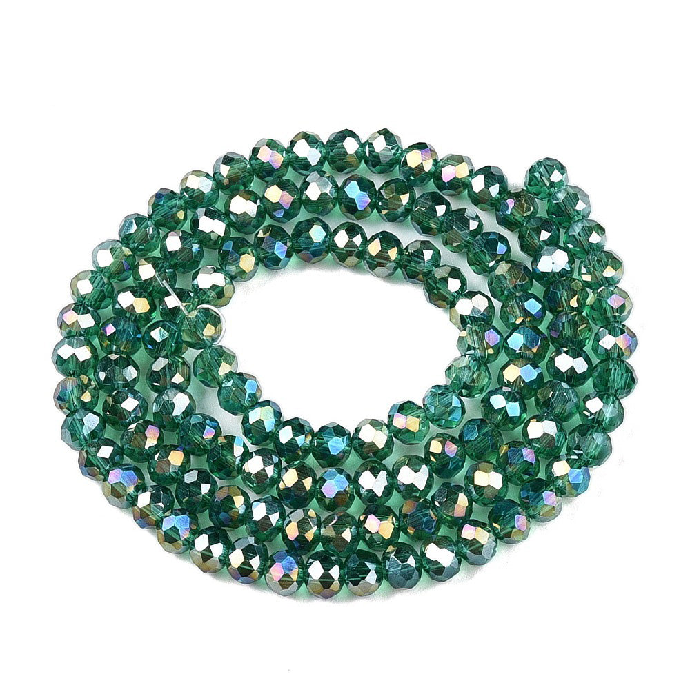 Glass Crystal Beads, Faceted, Rondelle, Green Color, Crystal Beads for Jewelry Making.