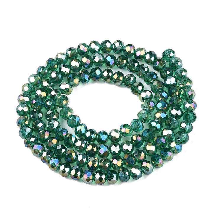 Glass Crystal Beads, Faceted, Rondelle, Green Color, Crystal Beads for Jewelry Making.