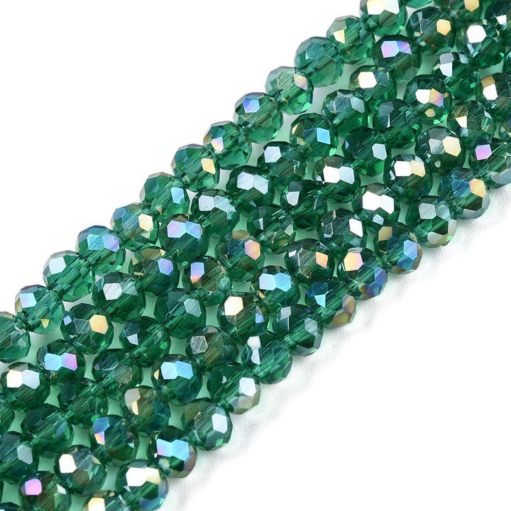 Glass Crystal Beads, Faceted, Rondelle, Green Color, Crystal Beads for Jewelry Making.
