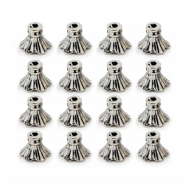 Bead Caps, Antique Silver, 6-Petal Flower, 11x9mm, 10pcs/bag