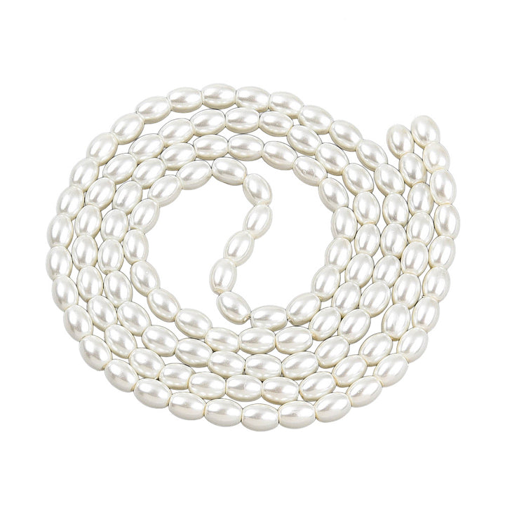 Rice Pearls, Glass Pearl Beads, Creamy White Color, 7x5mm