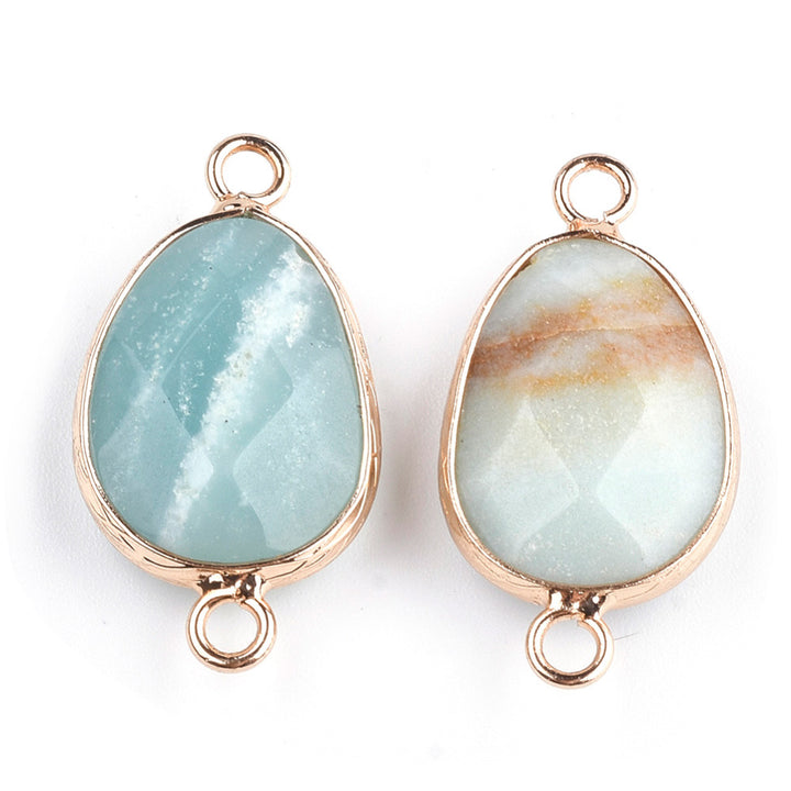 Amazonite  Link Connector, Faceted, 27x14mm, Qty: 1pcs