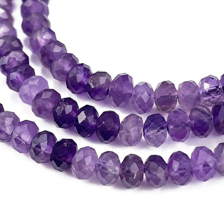Amethyst Beads, Rondelle, Faceted, Semi-Precious Gemstone Beads, 4x3mm