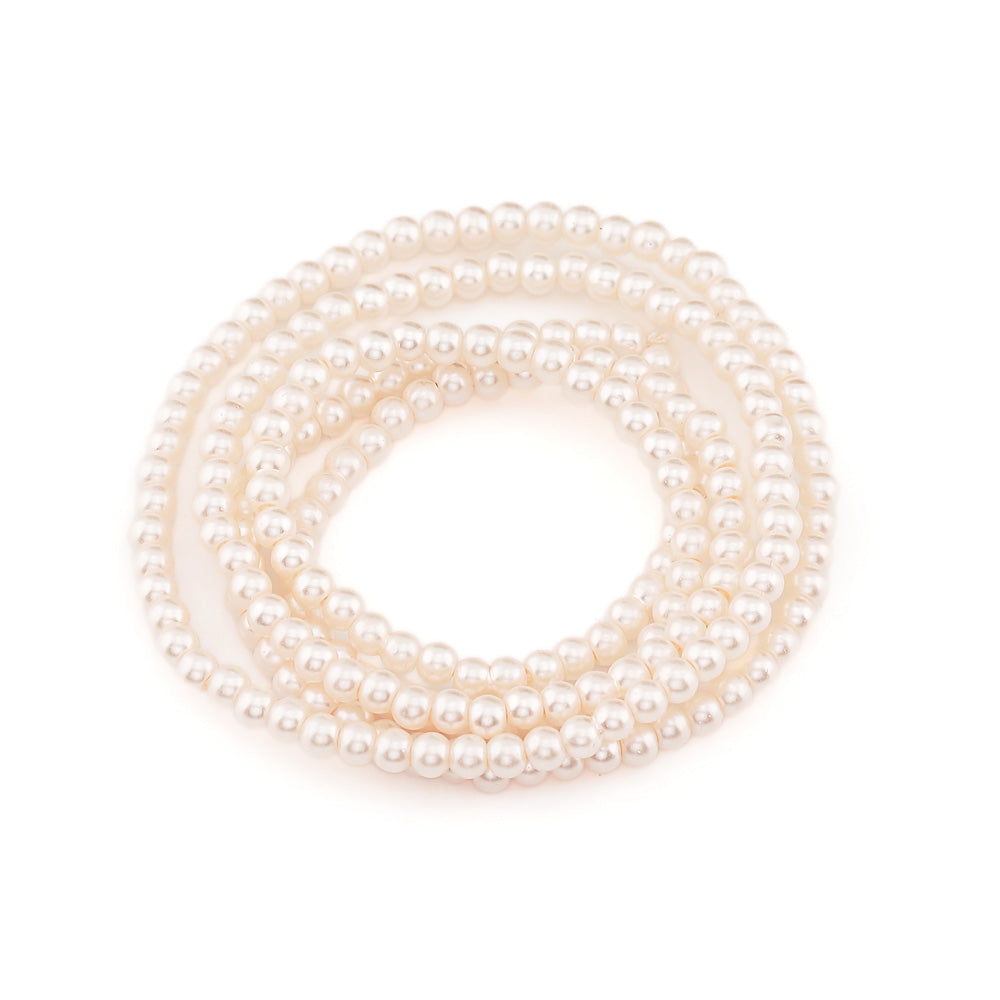 The Beads are Made from Glass. Antique White Pearlized Glass Beads. 4mmpearl beads for jewelry making