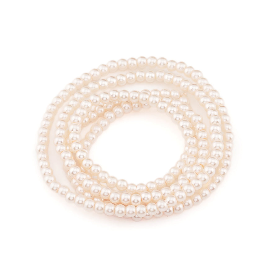 The Beads are Made from Glass. Antique White Pearlized Glass Beads. 4mmpearl beads for jewelry making
