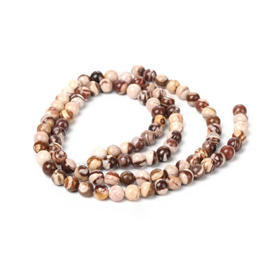 Australian Agate Beads, Round, Multi-Color Brown, Beige, Tan, Red Black Color. Semi-Precious Gemstone Beads for Jewelry Making.   Sizes:  6mm Diameter, Hole: 1mm; approx. 62pcs/strand, 14.5" Inches Long.  8mm Diameter, Hole: 1mm; approx. 46-48pcs/strand, 14.5" Inches Long.  Material: Natural Stone Australian Agate Beads. Polished, Shinny Finish.