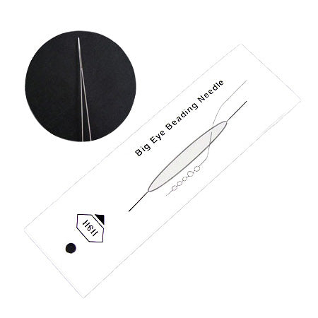 Stainless Steel Big Eye Beading Needle for Jewelry Making Projects.  Size: 75x0.3mm, 1 Needle/package.  Material: Stainless Steel Collapsible Big Eye Beading Needle.