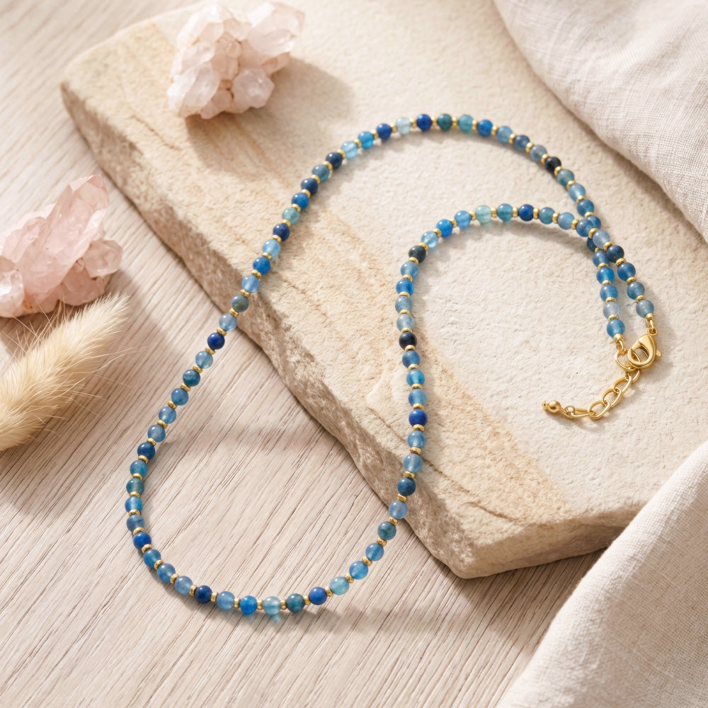 Look your best by day or night with this Blue Crackle Agate Beaded Gemstone Necklace! Showcasing 4mm Blue Agate