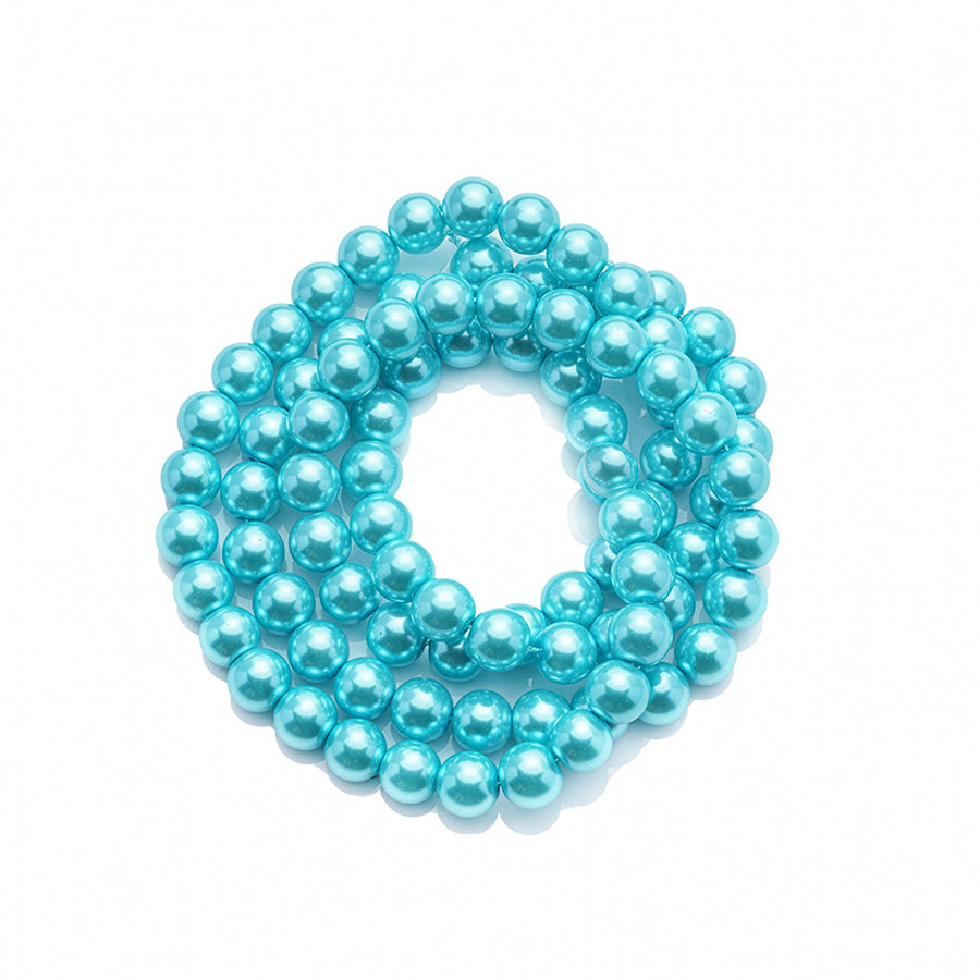 Glass pearl beads, round, cyan blue color pearls for jewelry making.

Available Sizes:

4mm in diameter, hole: 0.5mm, approx. 195-200pcs/strand, 30 inches/strand

6mm in diameter, hole: 0.5mm, approx. 135-140pcs/strand, 30 inches/strand.

8mm in diameter, hole: 1-1.5mm, approx.100-105pcs/strand, 30 inches/strand

10mm in diameter, hole: 1-1.5mm, approx. 80-85pcs/strand, 30 inches/strand