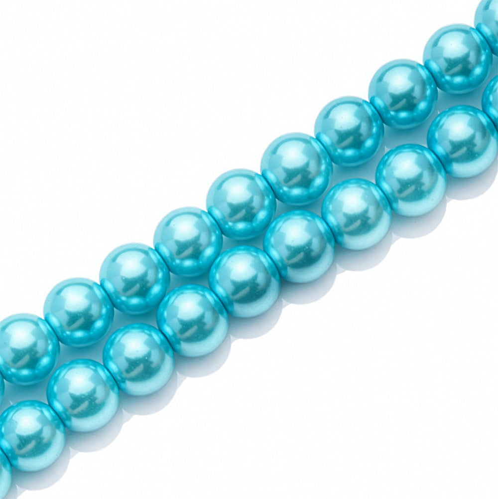 Glass pearl beads, round, cyan blue color pearls for jewelry making.

Available Sizes:

4mm in diameter, hole: 0.5mm, approx. 195-200pcs/strand, 30 inches/strand

6mm in diameter, hole: 0.5mm, approx. 135-140pcs/strand, 30 inches/strand.

8mm in diameter, hole: 1-1.5mm, approx.100-105pcs/strand, 30 inches/strand

10mm in diameter, hole: 1-1.5mm, approx. 80-85pcs/strand, 30 inches/strand