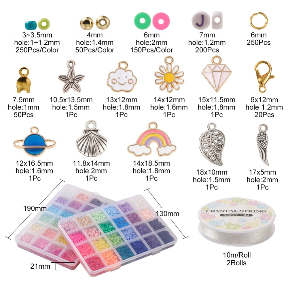 Seed Beads & Polymer Clay Heishi Beads, DIY Jewelry Making Kit, 2600pcs/box