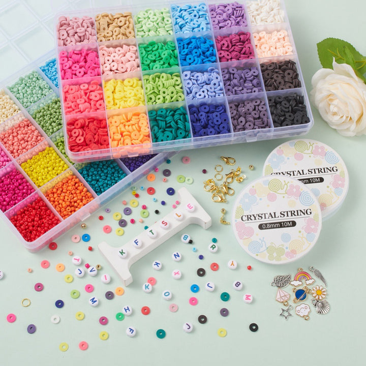 Seed Beads & Polymer Clay Heishi Beads, DIY Jewelry Making Kit, 2600pcs/box