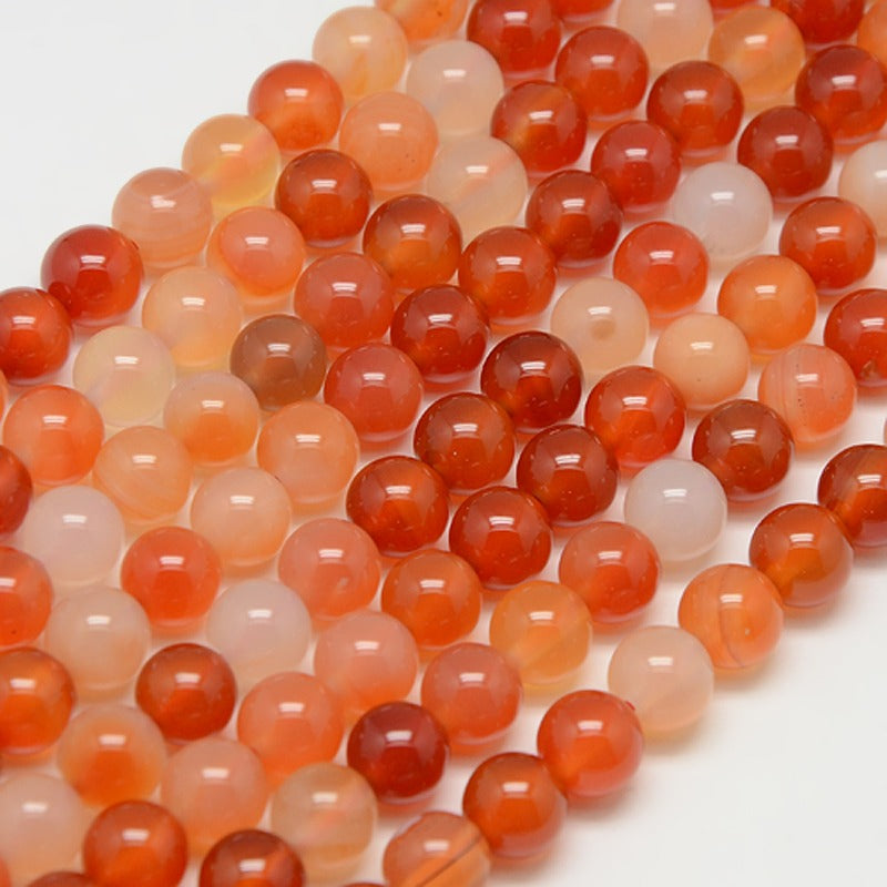 Carnelian Beads, Semi-Precious Stone, Red/Orange, 8mm, 44pcs/strand
