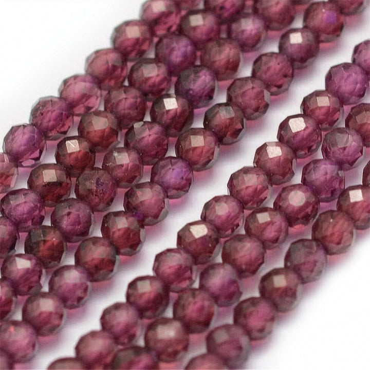 Garnet Beads, HQ Semi-Precious Stone, Faceted, 2mm