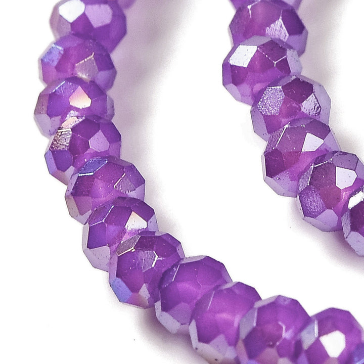 Glass Crystal Beads, Rondelle, AB Color Plated, Blue Violet Color, 4x3mm