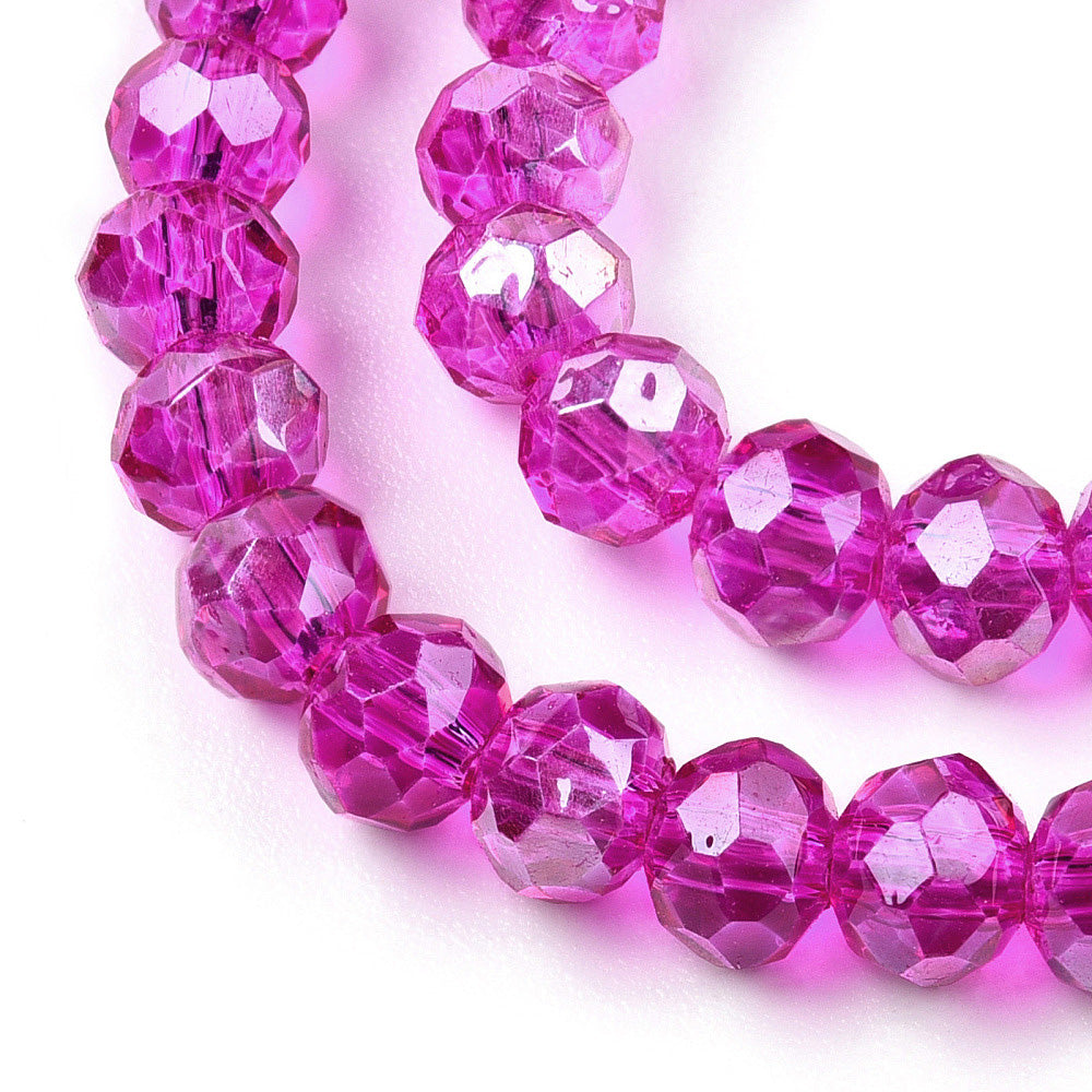 Glass Crystal Beads, Faceted, Rondelle, Hot Pink Color, Crystal Beads for Jewelry Making.

Size: 4mm Length, 3mm Width, Hole: 0.9mm; approx. 100pcs/strand, 15.5" inches long.