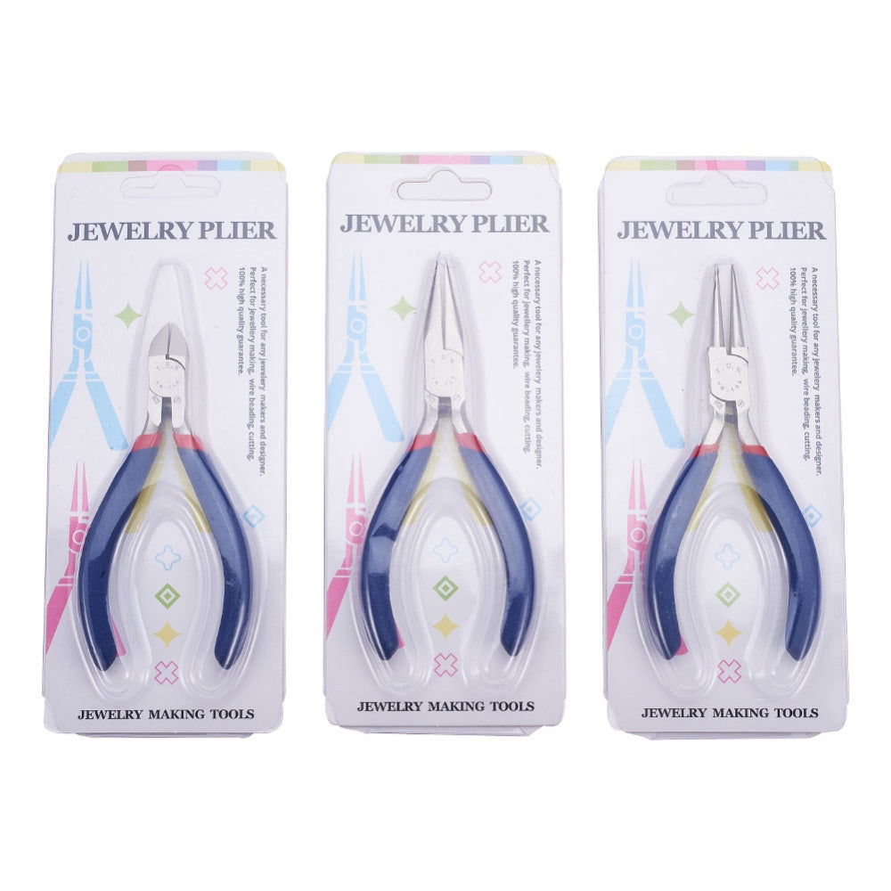 Jewelry Plier for Jewelry Making Supplies, #50 Steel(High Carbon Steel) Short Chain Nose Pliers, Round Nose Pliers and Side Cutting Pliers, Midnight Blue, 110-130x53mm Ferronickel Platinum Jewelry Pliers for DIY Jewelry Making Projects.