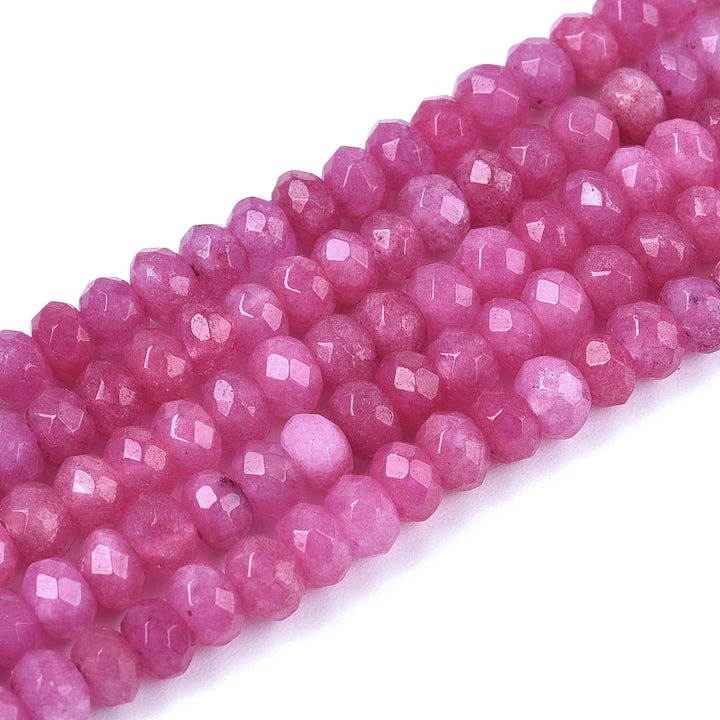 Pink White Beads Faceted Rondelle, 4x3mm; rondelle beads; cheap, beads; bead lot; beadlot; gemstone beads; faceted beads; pink beads; wholesale beads; 