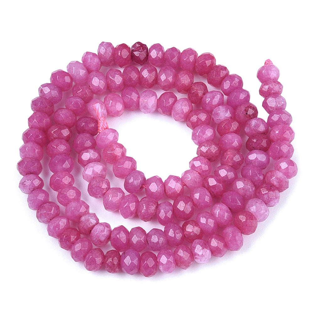 Pink White Beads Faceted Rondelle, 4x3mm; rondelle beads; cheap, beads; bead lot; beadlot; gemstone beads; faceted beads; pink beads; wholesale beads; 
