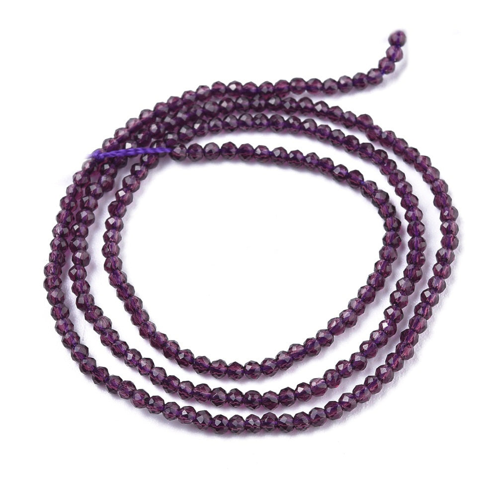 Faceted Round Glass Beads, Purple Color Glass Beads for Jewelry Making.

Size: 2mm Diameter, Hole: 0.5mm; approx. 170pcs/strand, 14" inches long.

Material: Faceted Glass Beads; Round, Purple Color Quartz Imitation Beads. Shinny Finish.