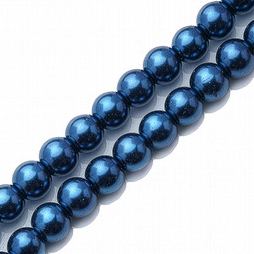 Glass Pearl Beads, Round, Royal Blue Beads for DIY Jewelry Making.

Size: 6mm in diameter