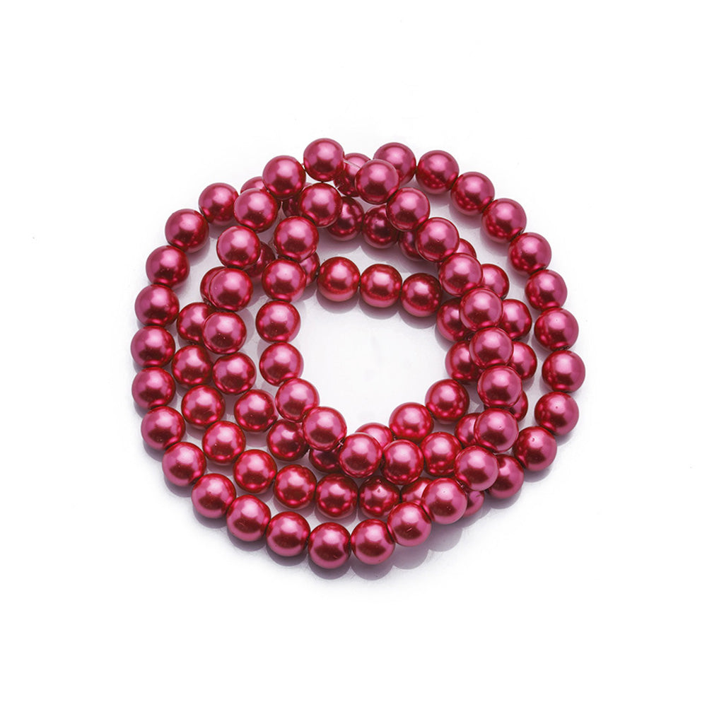 Glass pearl beads, round, violet red color pearls for beaded jewelry making projects.

Size: 6mm in diameter