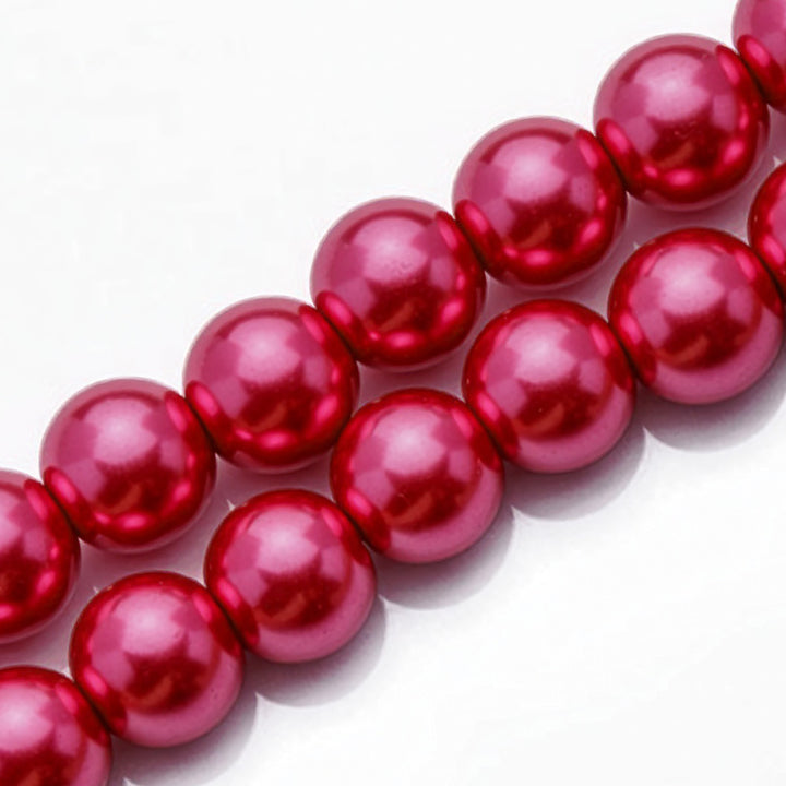 Glass pearl beads, round, violet red color pearls for beaded jewelry making projects.

Size: 8mm in diameter
Size: 6mm in diameter