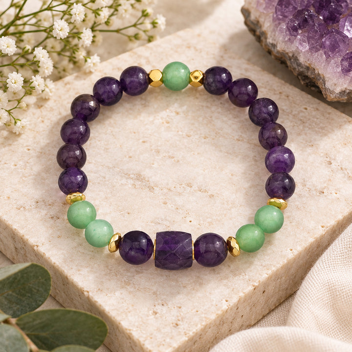 Amethyst &amp; Green Aventurine Bracelet Square Centerpiece