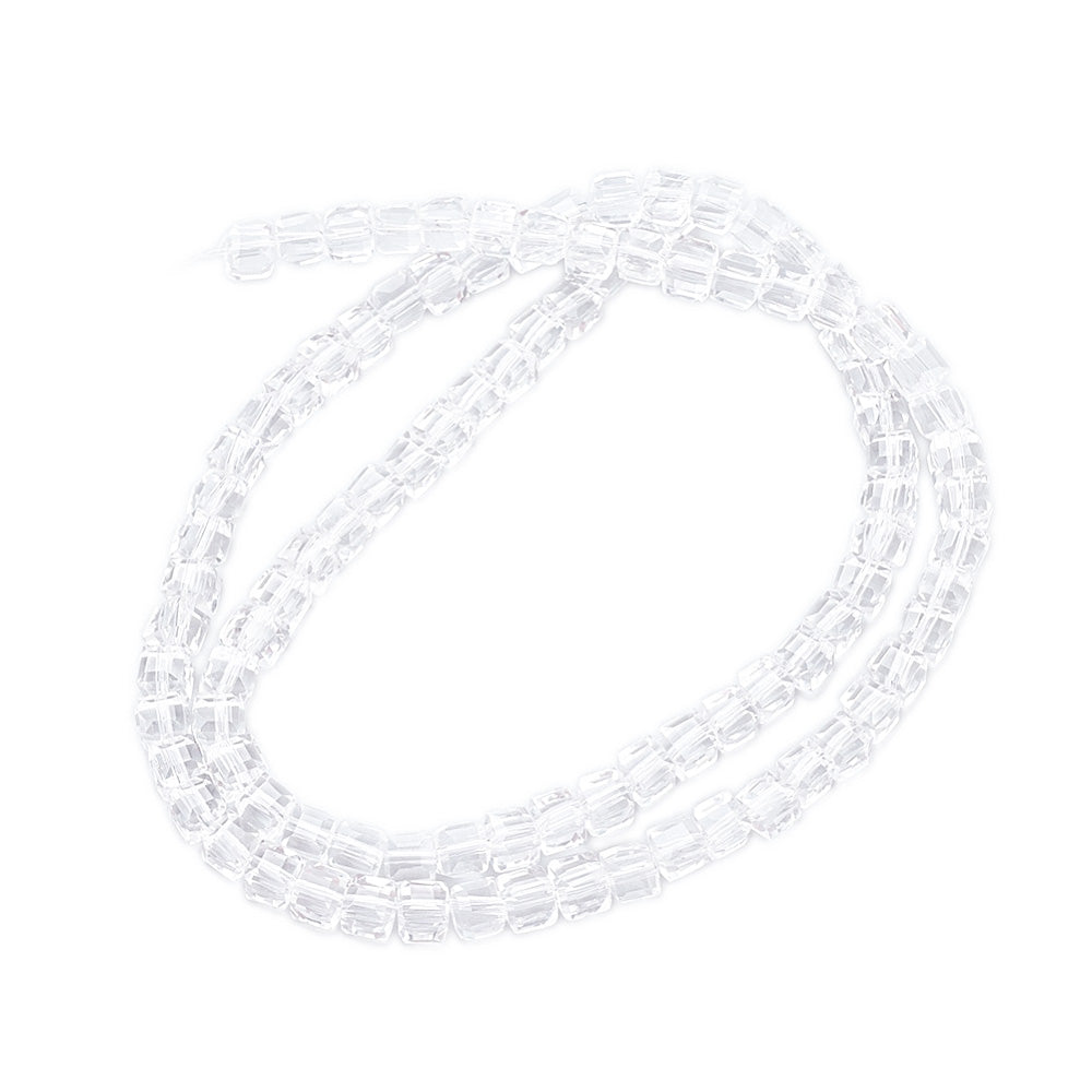 Glass Beads, Faceted, Cube, Clear Color, 4mm
