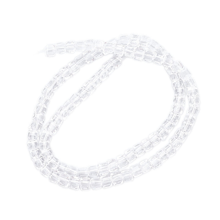Glass Beads, Faceted, Cube, Clear Color, 4mm