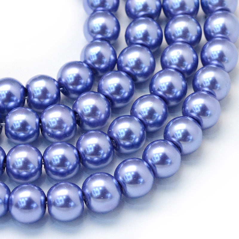 Glass Pearl Beads, Round, Slate Blue Color Pearls Beads for Jewelry Making.

Size: 4-4.5mm in diameter, hole: 0.8mm, approx. 200-210pcs/strand, 32 inches/strand

Material: The Beads are Made from Glass. Cornflower Blue&nbsp;Color, Polished, Shinny Finish