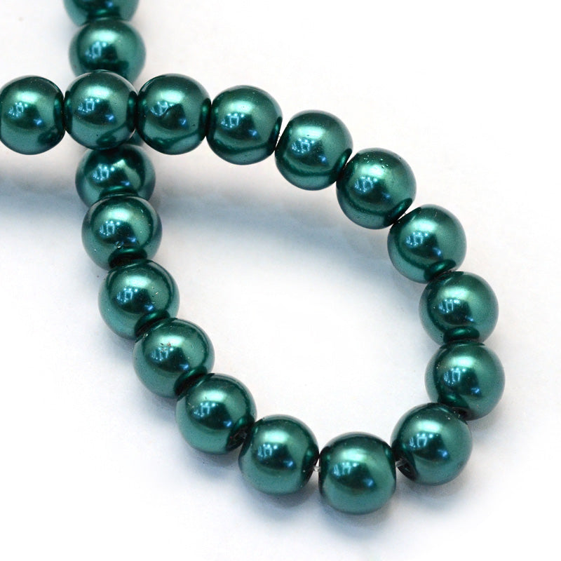 Glass Pearl Beads, Round, Teal Greeen Color Pearls Beads for Jewelry Making.

Size: 4-4.5mm in diameter, hole: 0.8mm, approx. 200-210pcs/strand, 32 inches/strand

Material: The Beads are Made from Glass. Teal Greeen Color, Polished, Shinny Finish