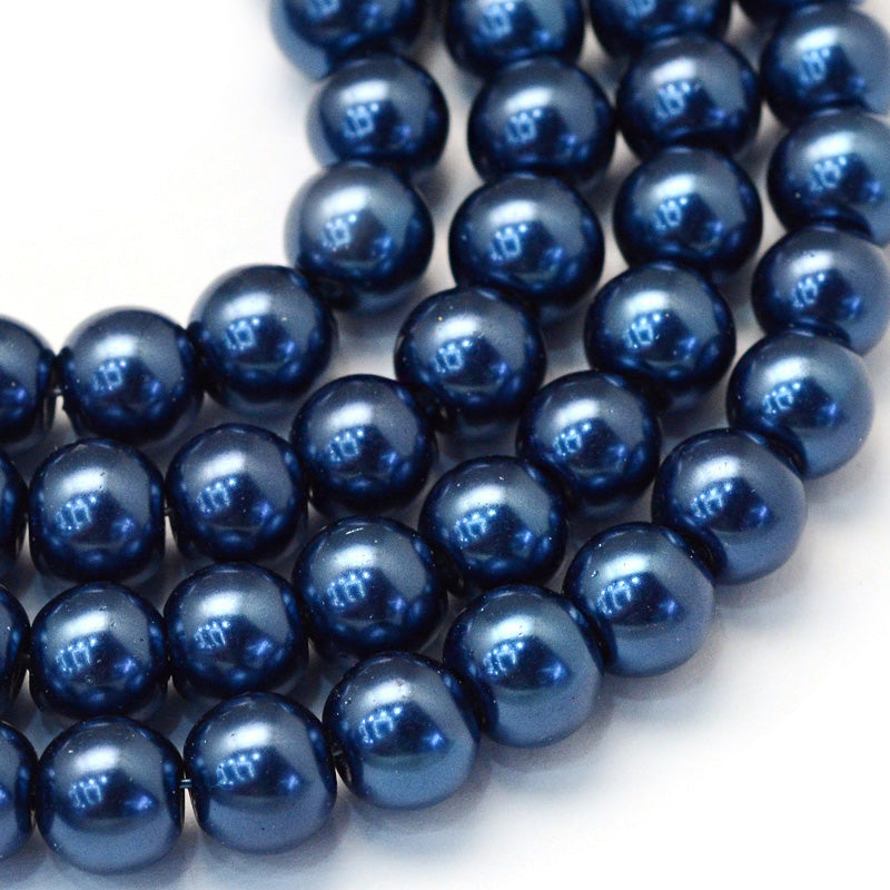 Glass Pearl Beads, Round, Marine Blue Color Pearls. Metallic Blue Beads for Jewelry Making.

Size: 4mm in diameter, hole: 0.8mm, approx. 200-210pcs/strand, 32 inches/strand

Material: The Beads are Made from Glass. Royal Blue Color, Polished, Shinny Finish.