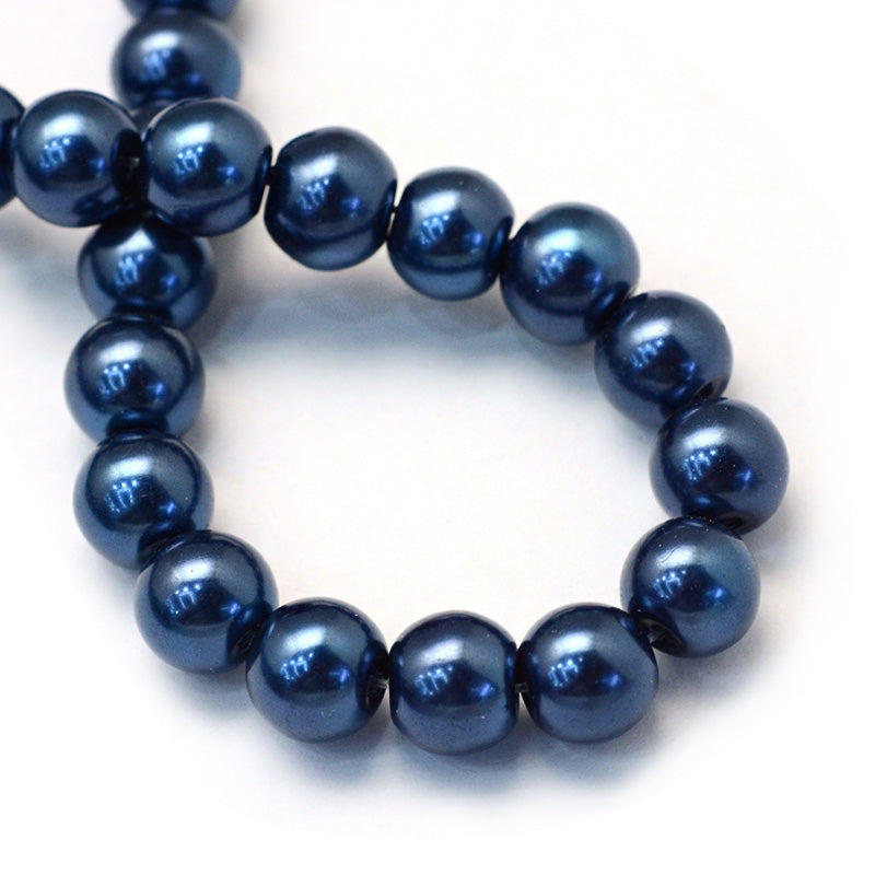 Glass Pearl Beads, Round, Marine Blue Color Pearls. Metallic Blue Beads for Jewelry Making.

Size: 4mm in diameter, hole: 0.8mm, approx. 200-210pcs/strand, 32 inches/strand

Material: The Beads are Made from Glass. Royal Blue Color, Polished, Shinny Finish.