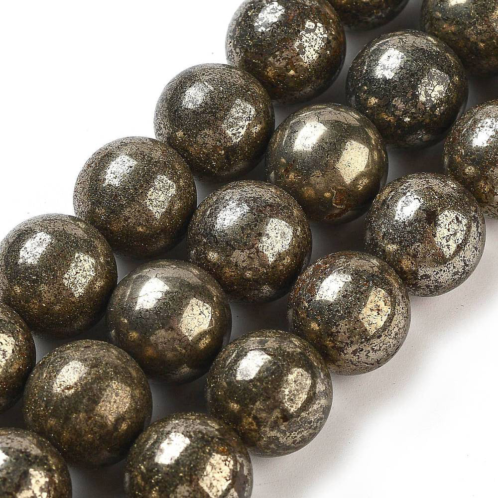 Pyrite Beads, Semi Precious Stone, 8mm, 48pcs/strand